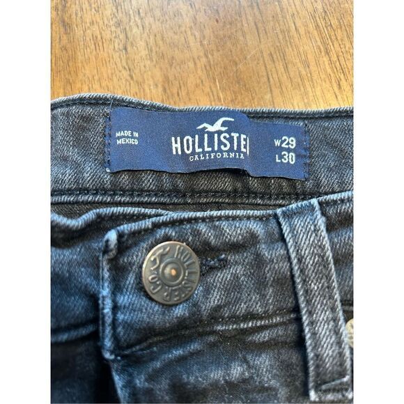 Hollister Epic Flex Black Denim Jeans Men's Size 29x30 Skinny Distressed Ripped - Picture 4 of 9